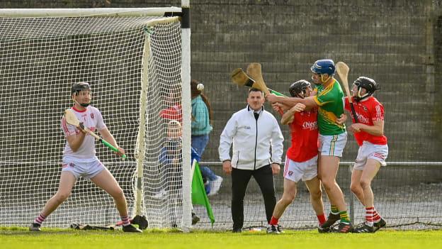 James Gorman of Kilcormac-Killoughey scores his side's first goal during this afternoon's Offaly SHC final at Grant Heating St. Brendan's Park in Birr. 