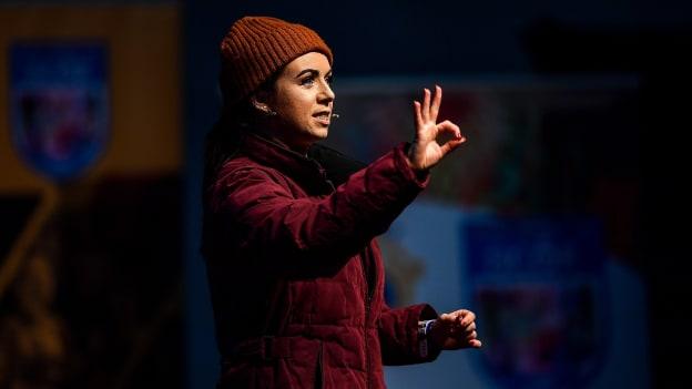 Síle Naughton ó CLG Bhaile Coimín, Cill Mhantáin, ag Babhtaí Ceannais Scór Sinsir 2020 i gCruinneachán Aeir CLG Chonnacht