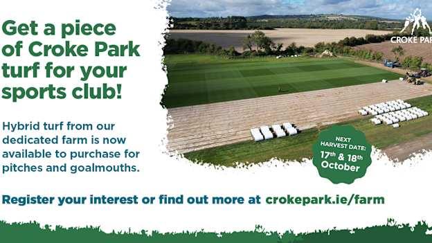 The Croke Park hybrid turf farm harvest takes place on October 17th and 18th.