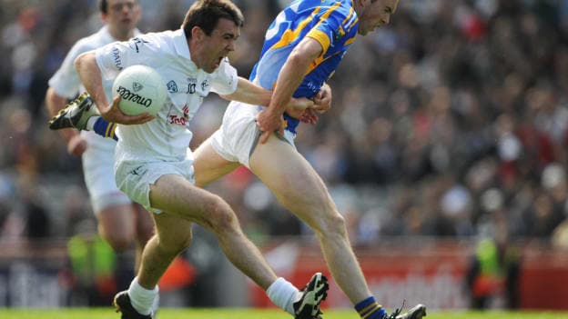 Johnny Doyle, Kildare and Dara Ó hAnnaidh, Wicklow, during the 2008 Leinster SFC first round clash at Croke Park.