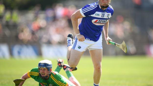 Stephen Maher, Laois, and Keith Keoghan, Meath, in action at Pairc Tailteann.