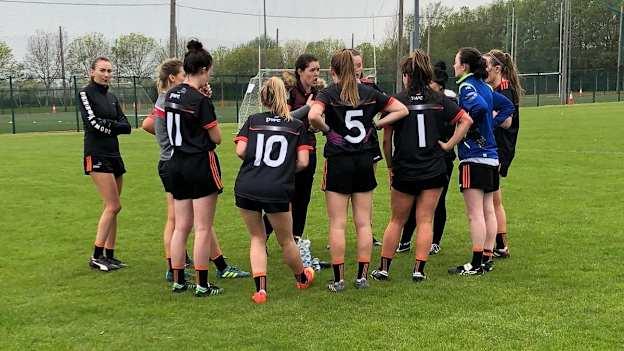 Áine Kinsella pictured managing the PwC Ladies Footballers during an LGFA inter-firms blitz. 