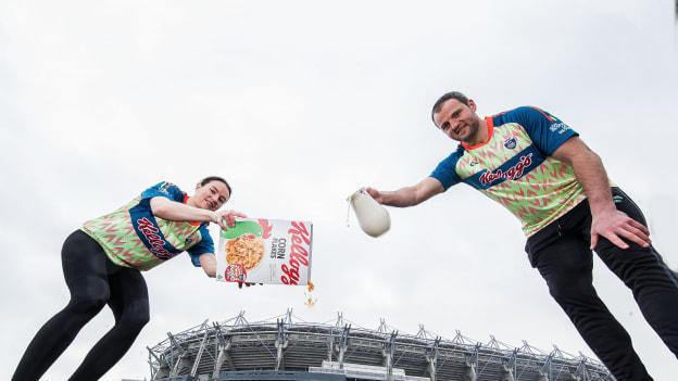 Dublin Ladies footballer Sinead Aherne and Donegal's Michael Murphy pictured at the Kellogg's GAA Cúl Camps launch.