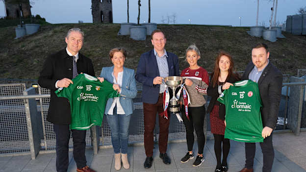 Jarlath Burns, Ulster GAA Cultural Committee Chairman, Collette Hurl and Donal McAnallen, Campa Chormaic, Gráinne Ní Chatháin, Slaughtneil, Siobhan Hughes and Marty Gormley, Campa Chormaic, pictured at the launch of Campa Chormaic 2019. 