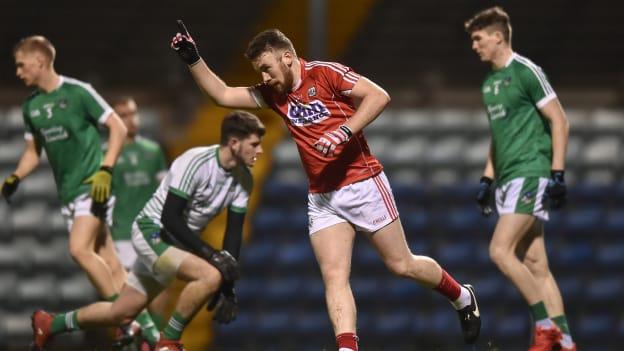Michael Dineen celebrates scoring a goal for Cork at Pairc Ui Rinn.