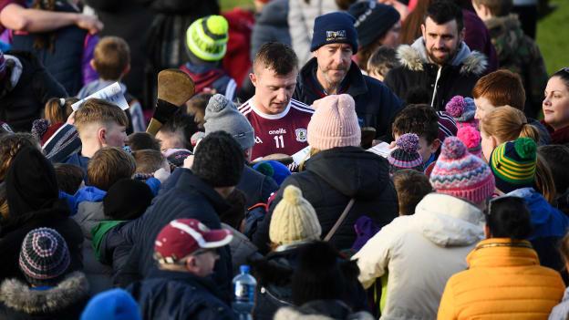 Joe Canning signs autographs after Galway's impressive Allianz League win over Dublin at Pearse Stadium.