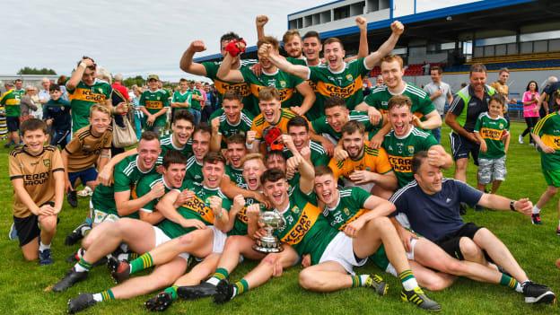 The Kerry players celebrate after victory over Galway in the All-Ireland Junior Football Final. 