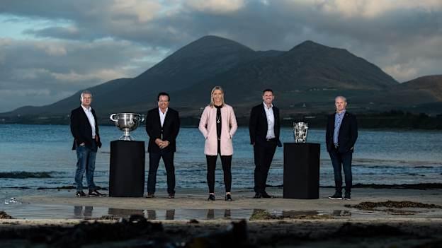 Feel the Spark this winter as RTÉ Sport brings you more live GAA championship action than ever before. RTÉ Sport will bring you GAA Championship coverage from the four provinces of Ireland. Yesterday RTÉ launched over 50 live games on television and online, exclusive live radio coverage of all games and The Sunday Game returns for a 41st year. Pictured at Croagh Patrick, Kevin McStay, Marty Morrissey, Cora Staunton, Micheál Donghue and Darren Frehill with the Sam Maguire and Liam MacCarthy cups.