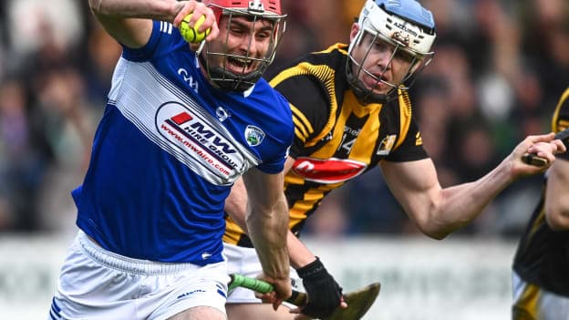 Jack Kelly, Laois, and TJ Reid, Kilkenny, in Leinster SHC action at UPMC Nowlan Park.