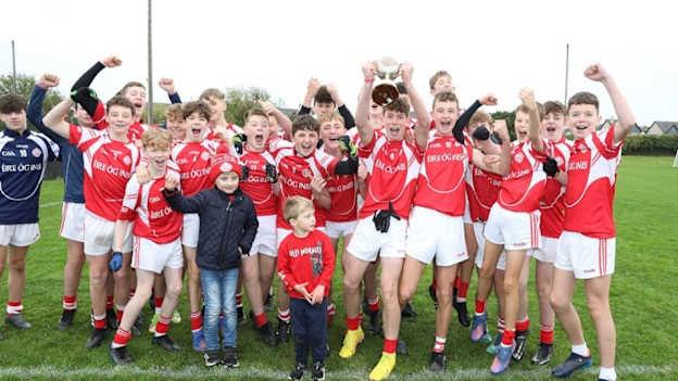 The Éire Óg U14s celebrate after winning the Clare U14 Football Division 1 Cup Final.