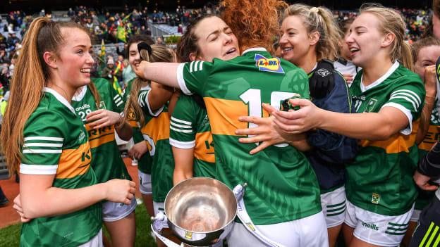 Kerry players celebrating at Croke Park.