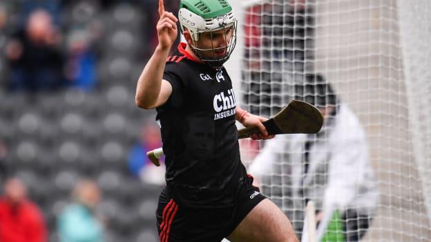 Shane Kingston of Cork celebrates after scoring his side's first goal during the 2020 Allianz Hurling League Division 1 Group A Round 4 match between Cork and Limerick at Páirc Uí Chaoimh in Cork.