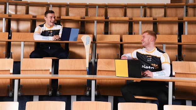 Pictured is DCU Dóchas Éireann hurlers, Adrian Mullen and Andrew Dunphy, as Electric Ireland teams up with six intercounty Camogie and GAA stars to look ahead to the upcoming matches and rivalries across the Electric Ireland Camogie Third Level Championships and the Electric Ireland GAA Higher Education Championships. Through its #FirstClassRivals campaign, Electric Ireland will continue to celebrate the unexpected alliances that form between county rivals as they come together in pursuit of some of the most coveted titles across Camogie and GAA. 