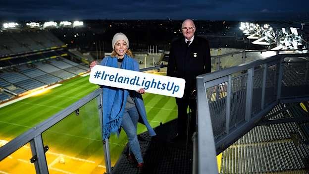 GAA President, John Horan, pictured with Operation Transformation host, Kathryn Thomas, at Croke Park.