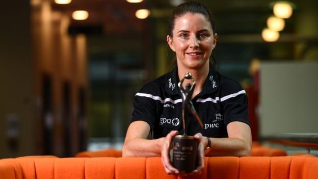 PwC GPA Player of the Month for July/August in ladies football, Niamh O’Sullivan of Meath, with her award at PwC’s offices in Dublin. 