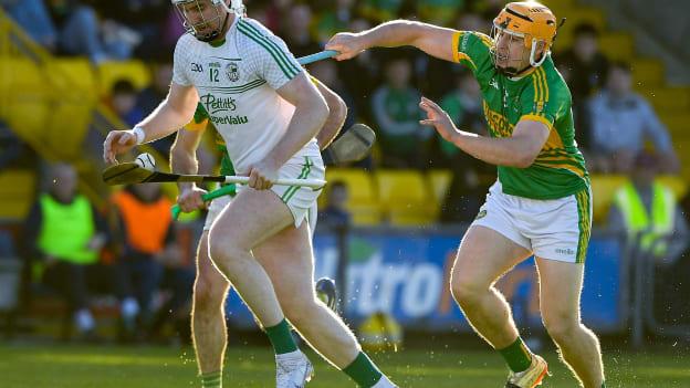 Jack Cullen, Naomh Éanna, and Cillian Kiely, Kilcormac-Killoughey, in AIB Leinster Club SHC action. Photo by Matt Browne/Sportsfile