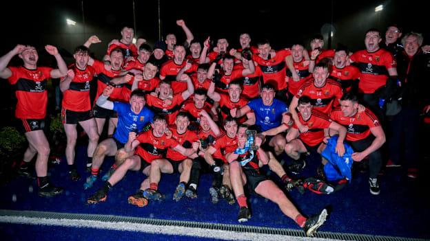 The UCC team celebrate with the cup after the Electric Ireland HE GAA Sigerson Cup Final match between University of Limerick and University College Cork at WIT Sports Campus in Waterford. Photo by Brendan Moran/Sportsfile.