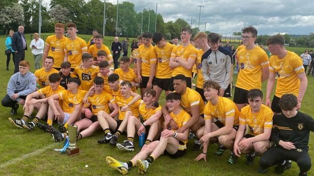The Antrim Celtic Challenge team celebrate after winning the Corn William Robinson. 