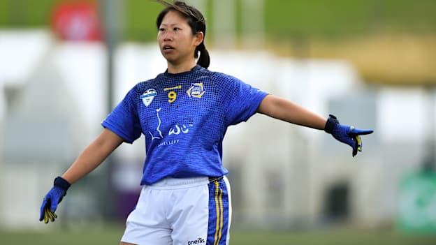 Wenjing Zhuang of Europe Eagles in their Ladies Football Native Born tournament game against St Colmcilles, Britain, during the 2019 Renault GAA World Games 2019 Day 3 at WIT Arena, Carriganore, Co. Waterford.