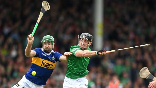 
Noel McGrath, and Darragh O'Donovan, Limerick, in the Munster SHC action.