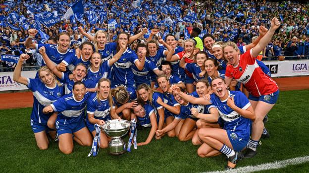 Laois players celebrating at Croke Park.