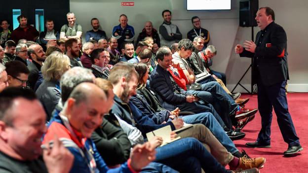 Keith Ricken, pictured getting a positive response from the audience at the 2020 GAA Games Development Conference. 