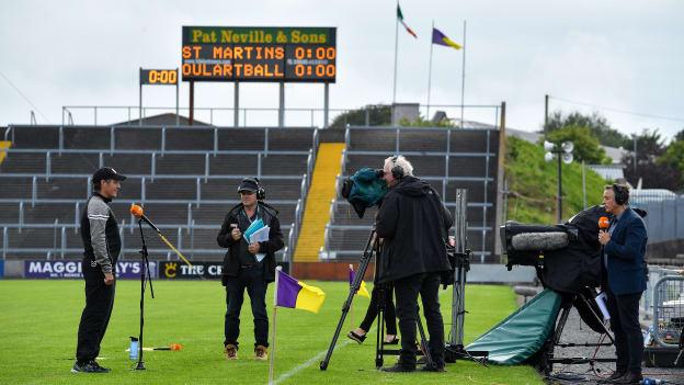 Oulart-The Ballagh manager Liam Dunne being interviewed by TG4 before their recent Wexford SHC opener against St Martin's.