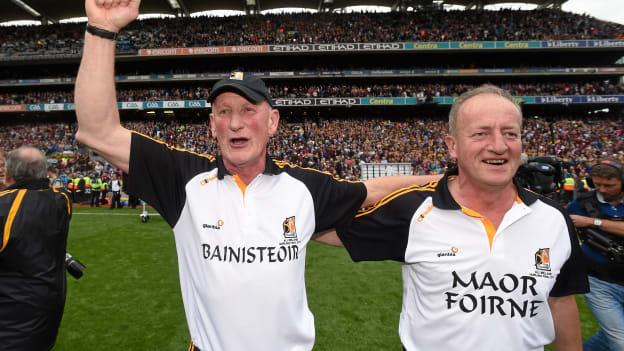 Brian Cody and Michael Dempsey celebrate after victory over Galway in the 2015 All-Ireland Final. 