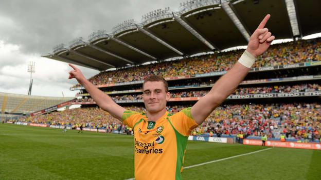 Eamon McGee celebrates following Donegal's 2012 All Ireland SFC Semi-Final win over Cork at Croke Park.