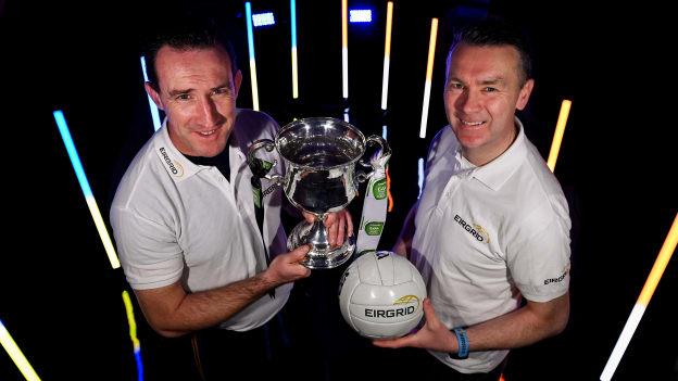 Pictured at the launch the 2022 EirGrid GAA Football U20 All-Ireland Championship is Armagh U20 manager Oisín McConville, right, and Tipperary U20 manager Paddy Christie. EirGrid, Ireland’s grid operator, is charged with delivering a cleaner energy future for Ireland.