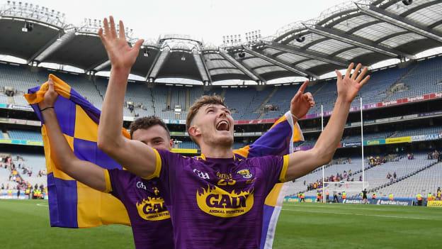 Cousins Jack and Rory O'Connor celebrating following Wexford's 2019 Leinster SHC Final win at Croke Park.