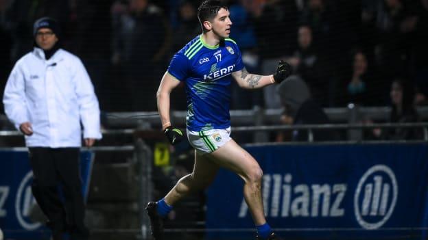 Tony Brosnan celebrates after scoring a goal for Kerry against Mayo at Austin Stack Park.