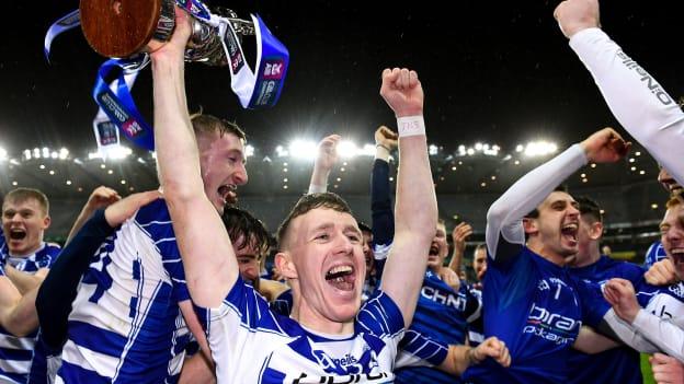 Naas captain Brian Byrne lifts the cup as he celebrates with teammates after their victory in the AIB GAA Hurling All-Ireland Intermediate Club Championship Final. 