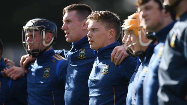 The fit again Brendan Maher (centre) pictured before Tipperary's 2019 Allianz Hurling League match against Cork. 