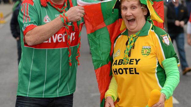 Martin Sarsfield, from Ballina, Co. Mayo, and his wife Peggy, from Mailin, Co. Donegal, pictured before the 2012 All-Ireland SFC Final. 