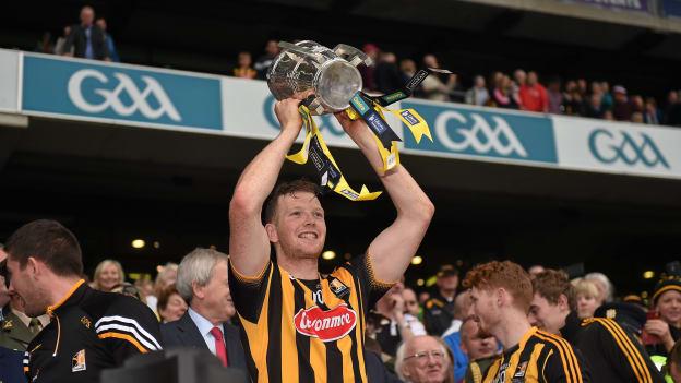 Walter Walsh lifts the Liam MacCarthy Cup after Kilkenny's victory over Galway in the 2015 All-Ireland SHC Final. 