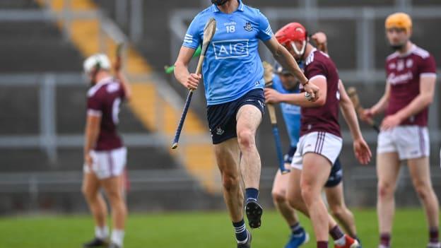 Donal Leavy of Dublin celebrates after his side's victory in the 2020 Bord Gáis Energy Leinster Under 20 Hurling Championship Final match between Dublin and Galway at Bord na Móna O'Connor Park in Tullamore, Offaly. 