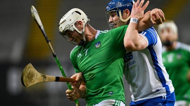 Kyle Hayes of Limerick is pulled back by Austin Gleeson of Waterford during the 2020 GAA Hurling All-Ireland Senior Championship Final match between Limerick and Waterford at Croke Park in Dublin. 