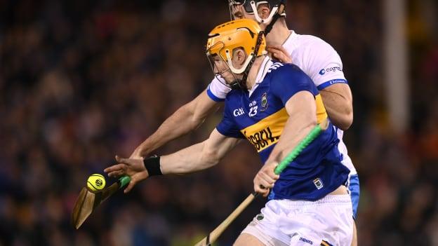Jake Morris, Tipperary, and Mark Fitzgerald, Waterford, in Allianz Hurling League action earlier this year. Photo by Stephen McCarthy/Sportsfile