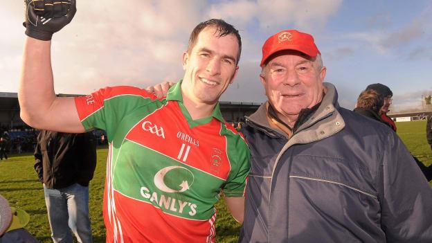 Dessie Dolan celebrates with his father Des following the 2012 AIB All Ireland Club Semi-Final between Garrycastle and St Brigid's.