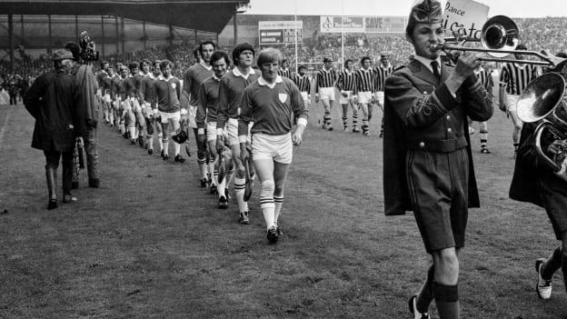 The Limerick team, led by captain Eamonn Grimes, parade behind the Artane Band ahead All Ireland Hurling Final match between Kilkenny and Limerick at Croke Park, in Dublin.