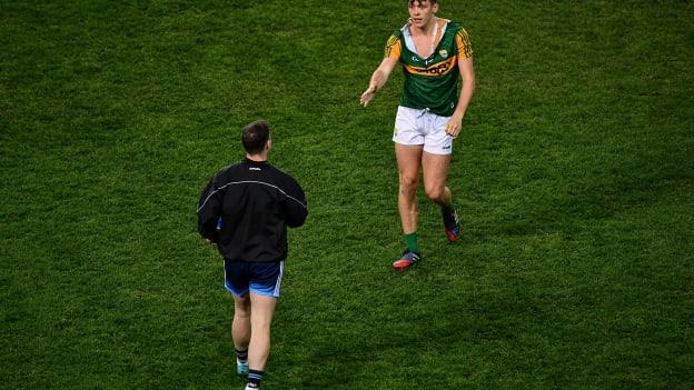 Kerry's David Clifford shakes hands with Dublin's Philly McMahon after their drawn Allianz Football League Division 1 clash. 
