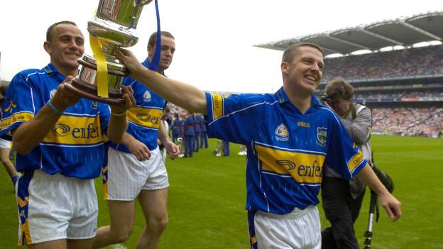 Tipperary captain Declan Browne, right and Brian Lacey celebrate with the Tommy Murphy Cup after victory over Wexford in Croke Park in 2005.