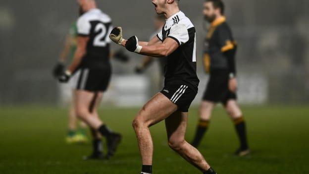 Shealin Johnston of Kilcoo celebrates at the final whistle after the AIB Ulster GAA Football Club Senior Championship Semi-Final match between Glen and Kilcoo at Athletic Grounds in Armagh. 