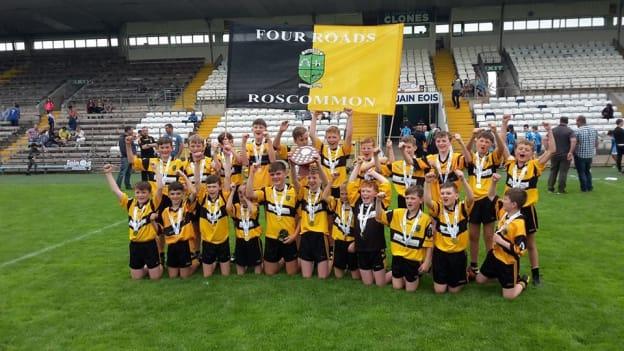 The Four Roads U-13 hurlers of Roscommon celebrate after beating Longford Slashers in the 2019 Táin Óg Final.
