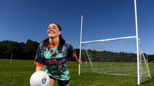 Dublin footballer Sinéad Goldrick at the Kellogg’s GAA Cúl Camp in St Brendan’s GAA Club, Dublin. The camp was attended by Siún Brophy, the 1 millionth child to register for the the Kellogg's GAA Cúl Camps since the beginning of the Kellogg sponsorship in 2012. 