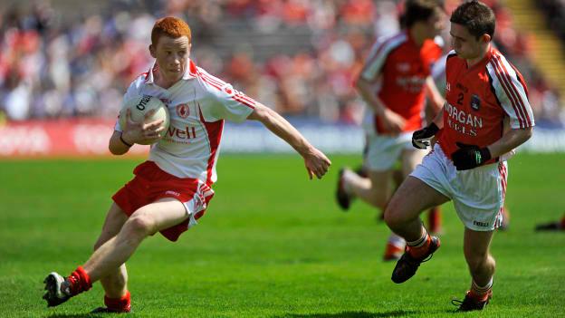 John McCullagh in action for the Tyrone minors against Armagh during their Ulster MFC clash in Clones, 2009.