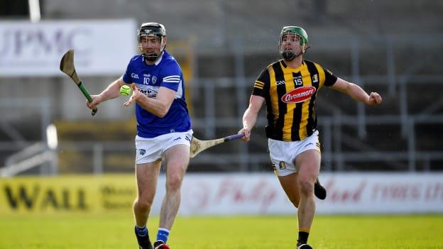 Paddy Purcell, Laois, and Alan Murphy, Kilkenny, in Allianz Hurling League action.