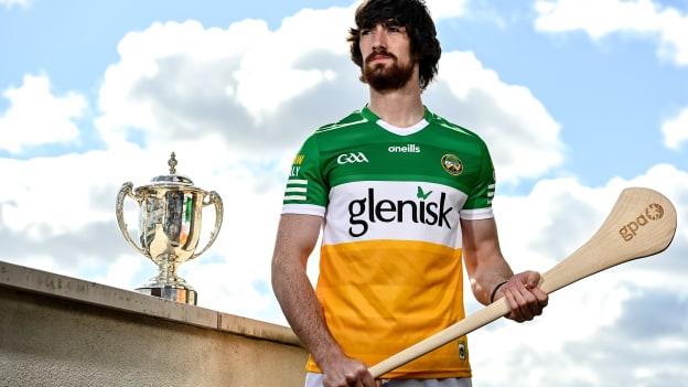 Ben Conneely of Offaly pictured with the Joe McDonagh Cup. 