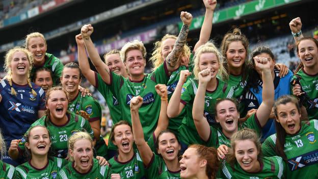 Westmeath players celebrate following the TG4 All-Ireland Ladies Intermediate Football Championship Final match between Westmeath and Wexford at Croke Park in Dublin. 